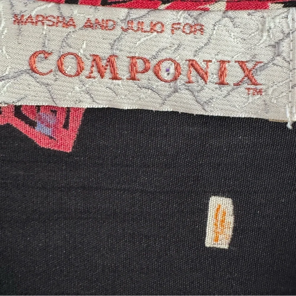 Vintage Marsha and Julio for Componix Boho Art Shirt 80s 90s Statement Top SZ 8 - Picture 8 of 12